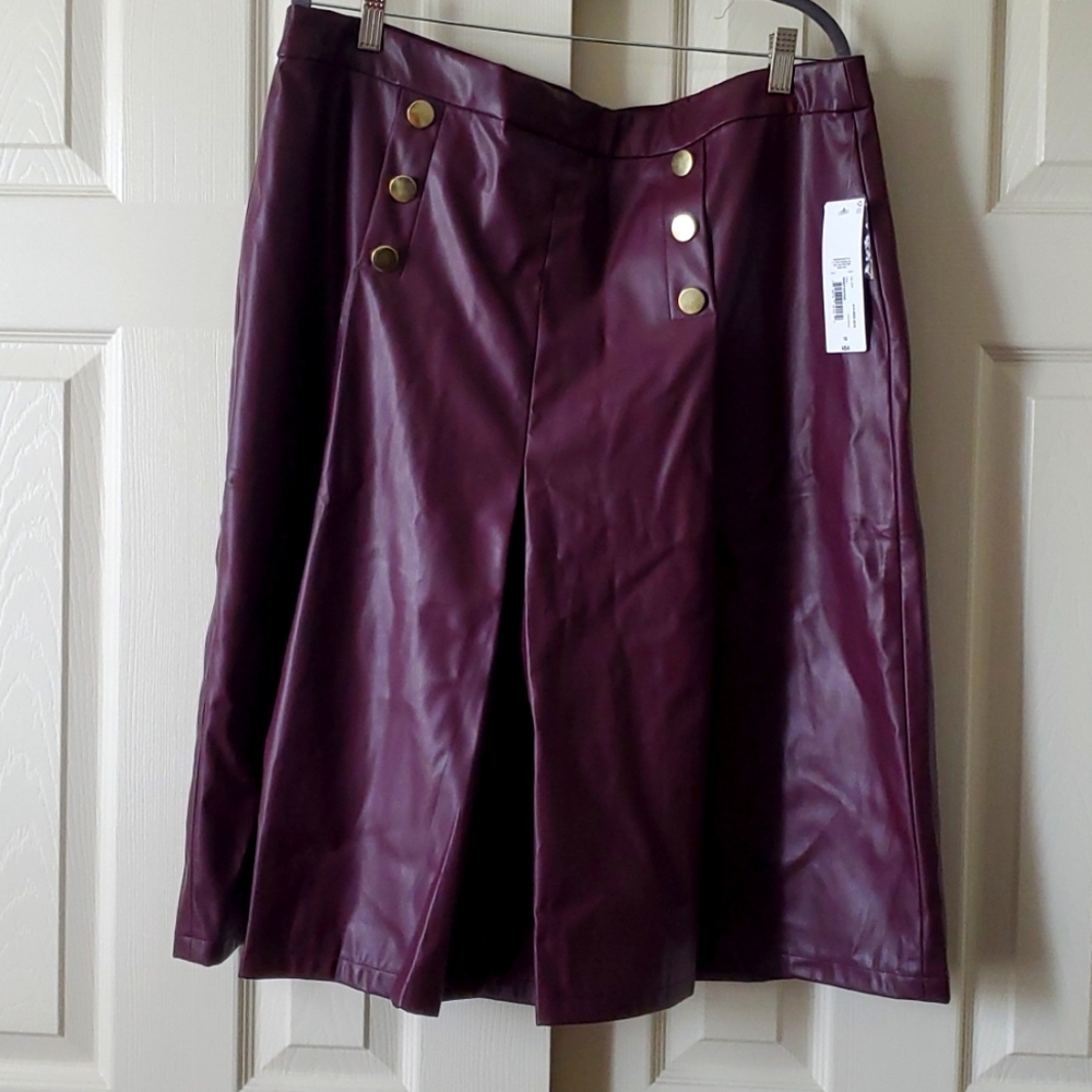 Faux leather wine colored skirt